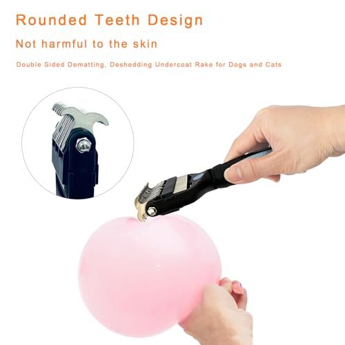 3-in-1 Pet Grooming Brush for Dogs & Cats, Stainless Steel Deshedding Detangler Undercoat Rake for Long Short Hair
