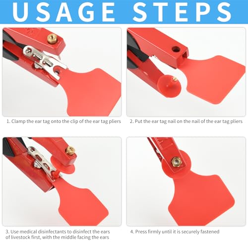 500pcs Farm Animal Ear Tags Numbered 001-500 Livestock Identification for Cattle Cows Hogs Pigs Sheep Goats (500, Large-Red) - color: Large-red