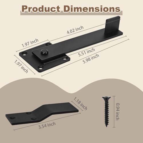 6" Barn Door Flip Latch, Farm Flip Fence Gate Latch Hardware,Gate Latch for Shed Door, Sliding Doors, Matte Black - color: 2p