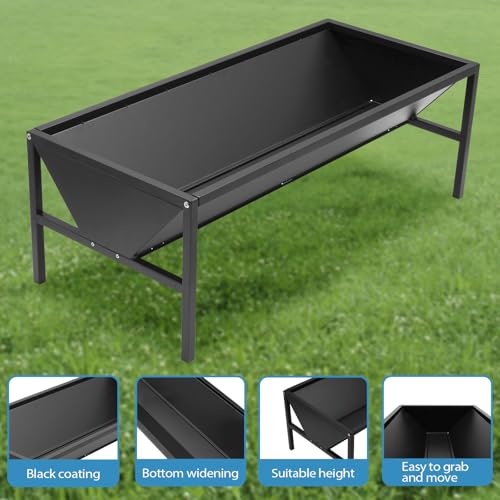 Livestock Feeder Galvanized Steel Feeding Trough, Heavy-Duty Pasture Feeder Large Capacity Livestock Feeding Trough, Easy and Strong Assembly, for Goats, Sheep, Horses, Alpacas