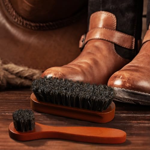 2 Pcs Horsehair Shine Shoes Brush Kit Polish Dauber Applicators Cleaning Leather Shoes Boots Care Brushes Suede Cleaner Brush(2 Pcs Style F) - style: 2 Pcs Style F