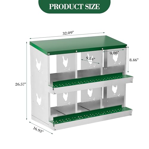 Nesting Boxes for Chickens, 6/8/10-Hole Galvanized Steel Chicken Nesting Boxes for Laying Eggs with Egg Rollaway System to Protect Eggs, Easy Egg Collection, for Chicken Coop Backyard Farm