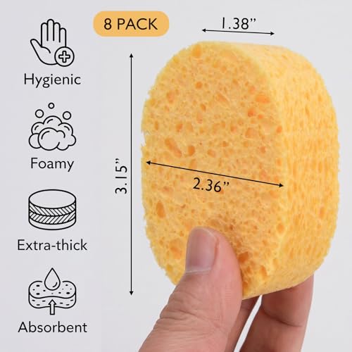 8 Pack Cellulose Sponges, Replacement Sponge Scrubber Heads for Wine Glasses Coffee Mugs Dishes, Thick & Fluffy Highly Absorbent, Quick-Dry - style: 8 Sponges