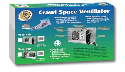 Tjernlund V2D Underaire Crawlspace Ventilator Fan Moisture Reducing 220 CFM - size: 220 CFM, style: With Dehumidistat