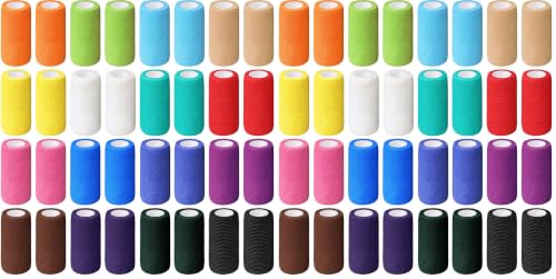 Treela 36 Pcs Self Adherent Bandage 4" X 5 Yard Wrap Breathable (Pack of 2) - color: Multicolored, size: 4" X 5 Yard (Pack of 2)