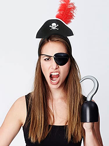 6 Pieces Pirate Hat Headband Skull Feather Mini Pirate Top Hat Headband for Halloween Theme Costume Party Supplies