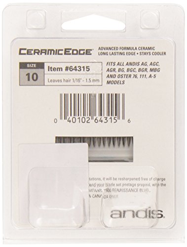 Andis – 64315, Ceramic Edge Detachable Pet Clipper Blade – Carbon-Infused Steel with Sharp Cutting Tech, Runs Cooler & Stays Sharper, Resists Rust & Heat, Size-10 - Fits AG, AGC & BDC Series, Chrome - size: 10 Blade (Pack of 2)