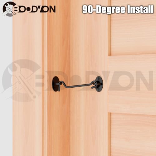 4 Inch Hook and Eye Latch, Privacy Eye Hook Latch for Sliding Door/Barn Door, Black Sliding Door Lock with Screws for Window, Cabin Hooks, 1 Pack - size: 4 Inch