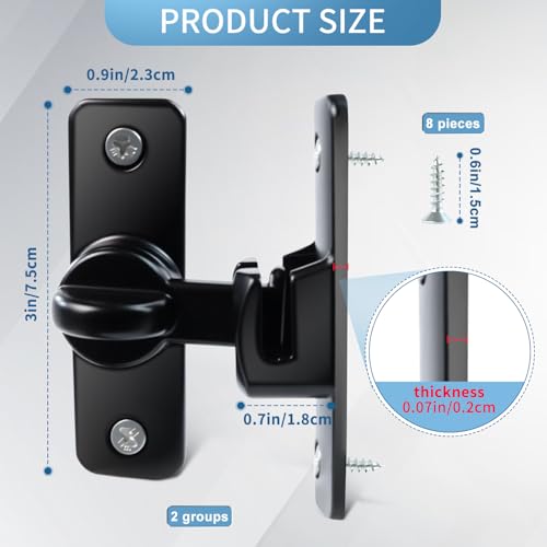 90/180 Degree Flip Barn Door Lock, Thickened Solid Multi-Angle Household | Door Left and Right Door Latch, for Barns, Gardens, Cabinets, Sliding Doors, Bathrooms, Windows and Other 2Pack - color: black 2pack