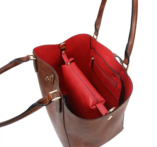 sqlp Large Work Tote Bag for Women Big Bucket Purses Designer Handbags - color: Dark Brown