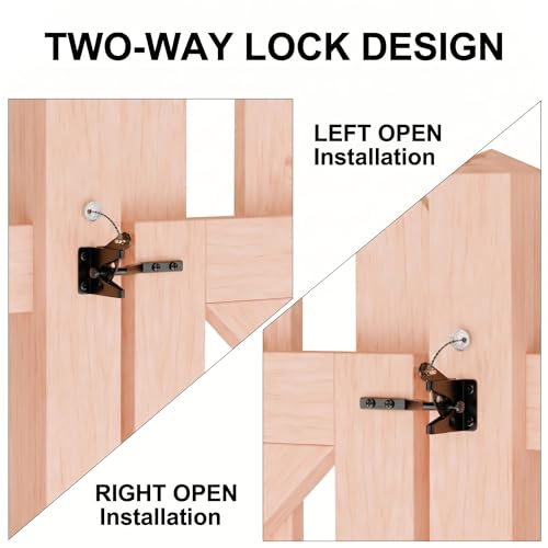 Self-Locking Gate Latch with Spring, Heavy Duty Automatic Fence Latch | Spring-Loaded Self-Locking; Thick Steel, Black Coated; for Wood Fence, Garden, Pool, Barn Gates; Works with Padlocks - size: With Spring-loaded pull cord
