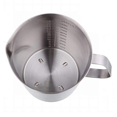 48Oz/6Cup Stainless Steel Pitcher (SUS304), 1.50 Liter Metal Container for Water, Milk, Liquid with Handle with Engraved Markings, Silver | SUS304 Metal Measuring Cup with Precision Engraved Markings, Mixing Pitcher for Baking, Frothing, Coffee, Milk and