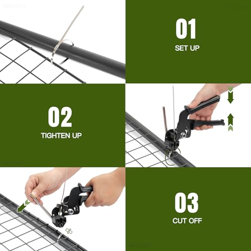 Cable Tie Gun Kit, 201-Piece Set 11.8 Inch 304 Stainless Steel | Includes 200 Ties with Tightening Tool for Chain Link Fence, Chicken Coop, Farm, Garden and Outdoor Installation Projects