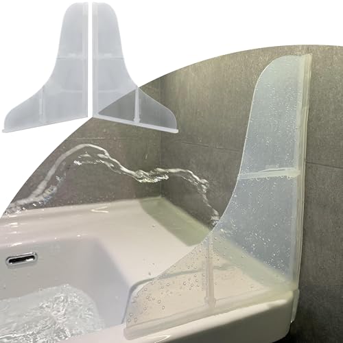 Mofason Silicone Shower Splash Guard - Bathtub Corner Water Guard 2 Pack | Clear bathtub corner splash guard; bathroom shower water guard for washbasin, tubs, sinks, shower guards to keep water in - size: 11.5" x 9.2" -2Pack