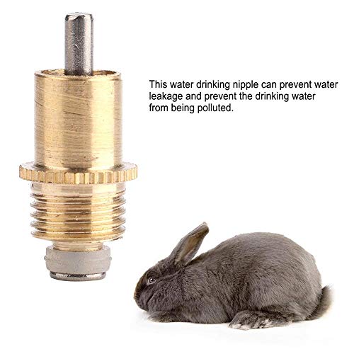 Rabbit Drinker Nipple Set, Pack of 20 Metal Long Type Waterer Drinking Tool for Small Animals, Yellow