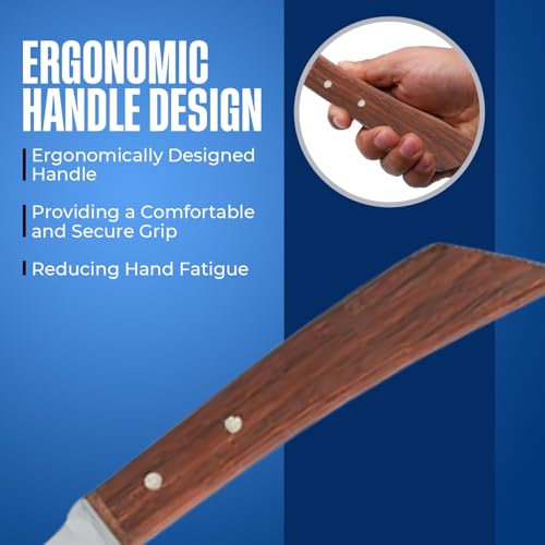 Hoof Knife Double Edged Wide Straight Blade,Stainless Steel Curved Blade Farrier Tool with Wooden Handle (Left Hand) - style: Extra Long Shaft - LH