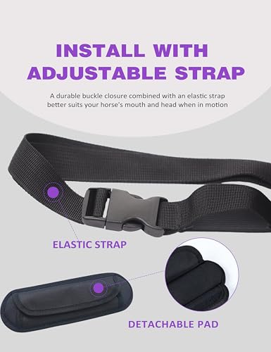 Harrison Howard Horse Muzzle Feed Bag Nylon Mesh Grain Feed Bag with Padded Neck Strap Adjustable Belt Purple Medium - color: Purple, size: Medium
