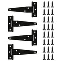 T Strap Hinges Heavy Duty, Shed Door Gate Hinges(Black) (4, 4 Pcs *4 inch) | 3 inch t hinges Heavy Duty Black Outdoor Tee Hinge for Wooden Fences, Barn Door Gates Hinge for Shed Door Hardware - size: 4 Pcs *4 inch