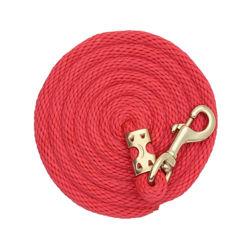 Weaver Equine Performance Lead Rope, Lime Zest, 8' Horse Value Rope with Brass Plated 225 Snap, Soft Comfort Grip, Barn Horse Tack for Daily Use - color: Red