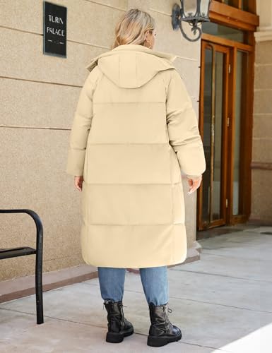HEEKPEK Womens Plus Size Winter Coats Long Puffer Jackets Hooded Quilted Water Repellent Warm Trendy Parka Outerwear 2025 - color: Khaki, size: XX-Large Plus
