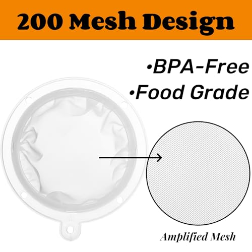 Noamus 10 Pack 200 Mesh Food Filter Strainer, 5 Inch Nylon Fine Mesh Sieve Drainer, Premium Plastic Mesh Colander for Filtering Yogurt Juice Milk Honey, Reusable Mini Brine Shrimp Separation Net