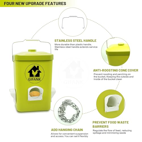 Hanging Chicken Feeder and Waterer Set,3 Gallon Chicken Water Feeder | Chicken Feeder No Waste Hanging Poultry Waterer Feeder Kit Chicken Waterer Nipples and Feeding Ports Chicken Coop Accessories