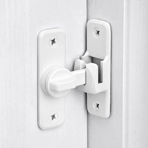 2 Pcs Matte White 90/180 Degree Flip Latch,Zinc Alloy Barn Door Latch | Right Angle Door Lock Latch,Sliding Door Latch Lock,for Cabinets,Bedroom,Fence Gates,Window,Garden,Garage,Pet Cage - color: Matte White