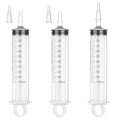 100mL Plastic Syringe for Liquid - 3 Pack Large Syringes with Adapter for Scientific Labs, Feeding, Oil Filling, Individually Wrapped - style: 100mL