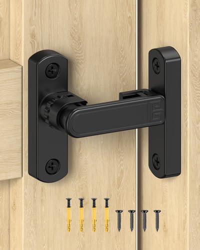 Adjustable Barn Door Locks, 90/180 Degree Gate Latch, Black | Home Security Sliding Door Latch for Bedroom, Barn, Cabinet, Garden & Fence - color: Black-1 Pc