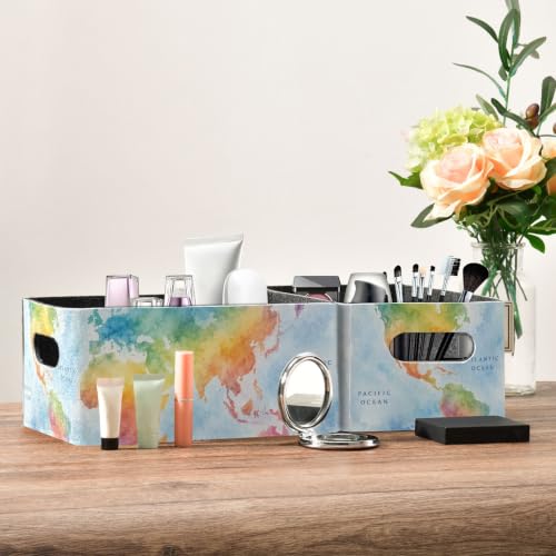 Storage Baskets Felt Foldable Storage Cube Shelf Bins Organizer Box for Kids Toys Office Bedroom Closet Babies Nursery 2-Pack (Watercolor Rainbow Map) - color: Rainbow Map