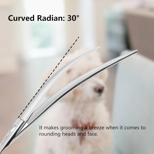 HASHIMOTO Curved Dog Grooming Scissors, 7.5 inch, Trimming Face and Paws | Sharp, Lightweight, 440C Stainless Steel, 30 Degree of Curved Blade - size: 7.5", style: Curved
