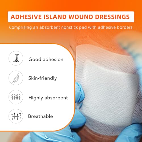 Carbou Island Dressing 4"x4" 30ct Sterile Bordered Gauze Pads Wound Care | Sterile Individually Wrapped packs,Highly Absorbent Adhesive Dressing Pad,Bordered Gauze With Adhesive Border,Island Bandages - size: 4‘’x4''