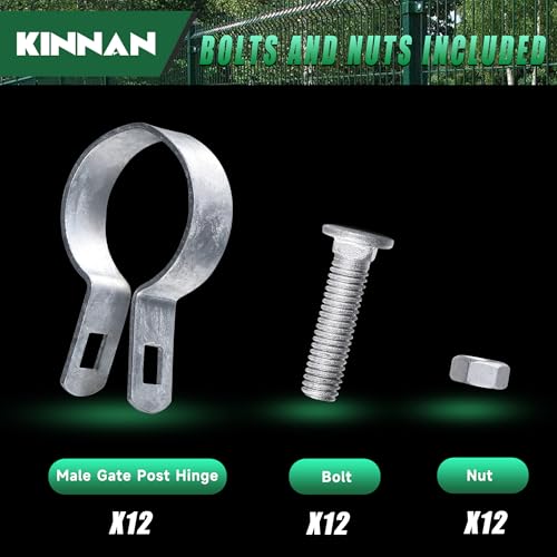 KINNAN 12 Pack 1-7/8'' Galvanized Steel Chain Link Brace Bands with Required Bolts and Nuts, Chain Link Fence Brace Band for Fence, Gate, Posts, Rust-Resistant, Easy to use - size: 1-7/8 inch