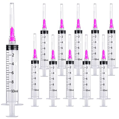 15 Pack 10ml 18Ga Plastic Syringe with Measurement for Scientific Labs and Industrial Dispensing, Disposable Individually Wrapped (15, 10ml-18Ga) - size: 10ml-18Ga
