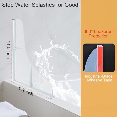 Mofason Silicone Shower Splash Guard - Bathtub Corner Water Guard 2 Pack | Clear bathtub corner splash guard; bathroom shower water guard for washbasin, tubs, sinks, shower guards to keep water in - size: 11.5" x 9.2" -2Pack