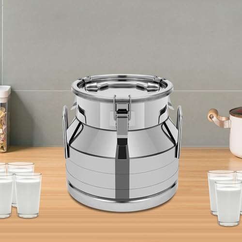 12L/3.17 Gallon Stainless Steel Milk Bucket, Heavy Duty Milk Can with Sealing Lid and Easy-Flow Spigot, Large Liquid Container Storage for Wine, Water, Coffee, Oil Storage, Transport, and Dispensing - size: 12L/3.17Gal
