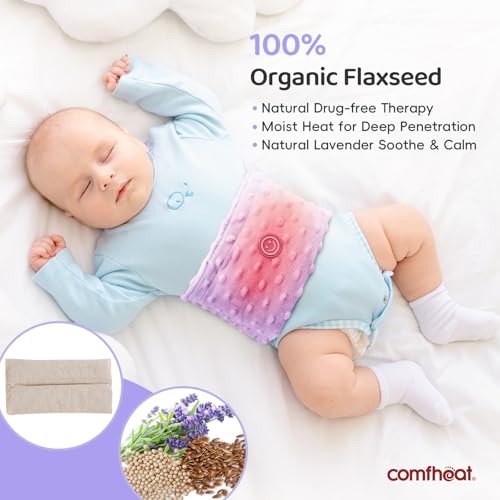 Colic and Gas Relief for Newborns and Infants, Heated Tummy Wrap | Baby Swaddling Belt with Soothing Warmth, Flaxseed Natural Relief for Upset Stomach in Babies and Toddlers, 0-3 Years (Puple) - color: Purple
