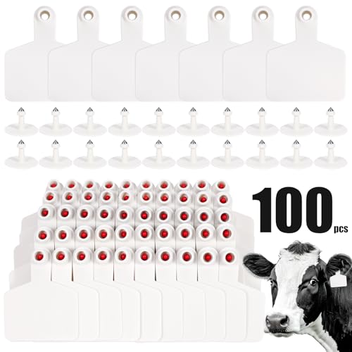 Blank Ear Tags 100 Pieces Livestock Identification Tags Blank Livestock Ear Tags for Cattle Cow Pig Goat Sheep Dog (White 3x2.44'') - color: White 3x2.5''