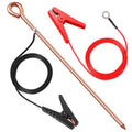 Electric Fence Lead Wire Connector with Grounding Rod, 18AWG 3Ft | Solid Copper Grounding Rod, Oval Easy-Drive Design, Compatible with Solar Fence Energizers & Chargers, Poultry Livestock Farm - style: 3FT(Wire+Grounding Rod)