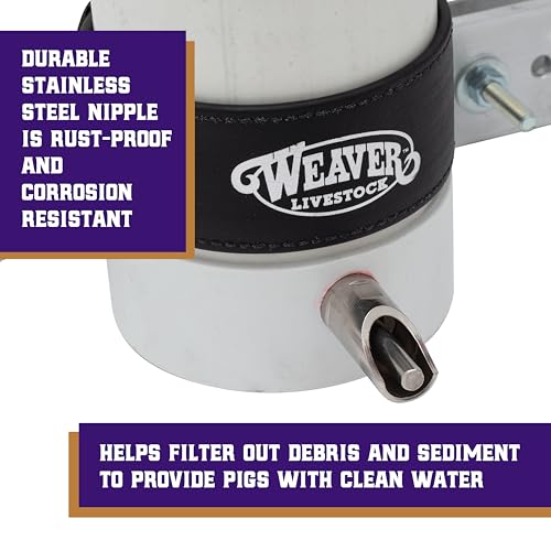 Weaver Livestock Vertical Pig Waterer Kit with Steel Nipples | Easy Hydration Setup Supports Barns, Pens, & Fair Setups with Convenient Water Access for Hogs Throughout The Day