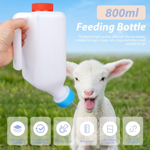 800ml Lamb Feeding Bottle Thickened Goat Feeder Bottles Hang Upside Down Livestock Milk Bottle with Measurements Fawns Nursing Bottles for Goat Lamb Fawns Nigerian Dwarf Doeling Dog