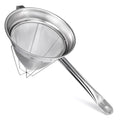 10" Chinois Strainer,18/8 Stainless Steel Conical Fine Mesh Bouillon Sieve | Heavy Duty China Cap Strainers with Stand for Sauces Soups Broth Purees Jam