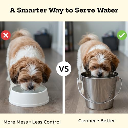 4 quart Heavy Duty Stainless Steel Round Bucket with Handle | 1 gal Durable Food & Water Bowl for Birds Dogs Cats Goat & Livestock | Fits kennel Crate Cage Farm | Hanging Utility Pet Pail - size: 4 Quarts