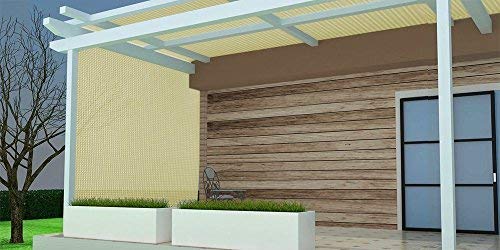 Shatex 90% Sun Shade Fabric, 12x16ft Sun-Block Net Mesh Shade with Clips for Pergola Cover Porch Vertical Screen, Beige - size: 12x16ft with Clips - Beige