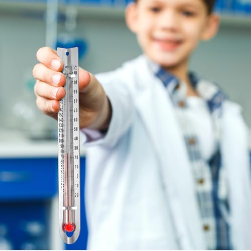 Tellegloww 24 Pcs V Shaped, Dual Scale Science Thermometers, Mercury Free Lab Thermometer for Student School Supplies, Classroom Teaching Tools for Kids, Adults