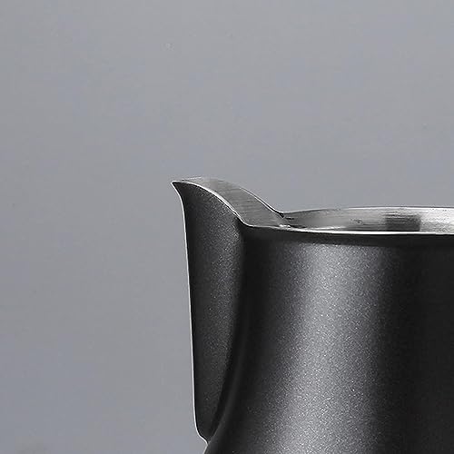 Espresso Steaming Pitcher Stainless Steel 12 oz Coffee Frothing Picther Milk Jug Cappuccino Latte Art Cup - color: Black, size: 11.8 Ounces