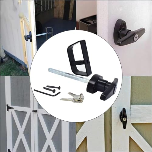 4½" T-Handle Shed Door Lock Handle with Lock Keyed Alike Garage t Handle Shed Latch Hardware Locking Handle 4.5“ T-Handle Lock with 8 Keys self-Drilling Screws and Allen Wrench 2kits - size: 4½" T-Handle Lock 2kits