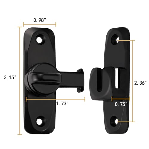 2 Packs Black Barn Door Latches,90/180 Degree Gate Lock_B | Zinc Alloy Right Angle Door Lock Latch,Flip Gate Latches,Sliding Door Latch Lock,for Cabinets,Fence Gates,Pet Cage - color: Black