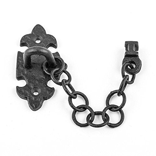 Renovators Supply Manufacturing Door Chain Lock 5 in Black Wrought Iron Chain Door Latch with Mounting Hardware - size: Pack of 1, style: 5 inch - Chain Style