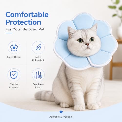 Avont Cat Cone XS Adjustable Soft E-Collar, Blue | XS fits 4.0-6.5" necks, Depth 3.4", breathable & soft, prevents licking Water-resistant & easy clean - color: Blue, size: XS(Neck:4.0"-6.5")